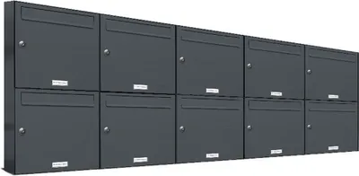 Produktbild von 10er Briefkasten Anthrazit Anlage 10 Fach Wandbriefkasten Postkasten