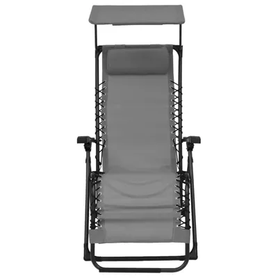 Image de vidaXL Chaise longue pliante Textilène gris