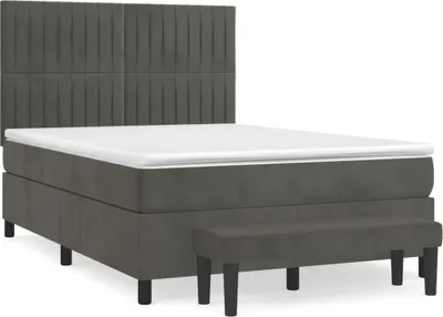 Produktbild von vidaXL Boxspringbett mit Matratze Dunkelgrau 140x200 cm Samt