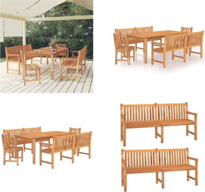 Produktbild von vidaXL 5 tlg. Garten Essgruppe Massivholz Teak - Garten Essgruppe - Garten Essgruppen - Gartenmöbel - Terrassenmöbel
