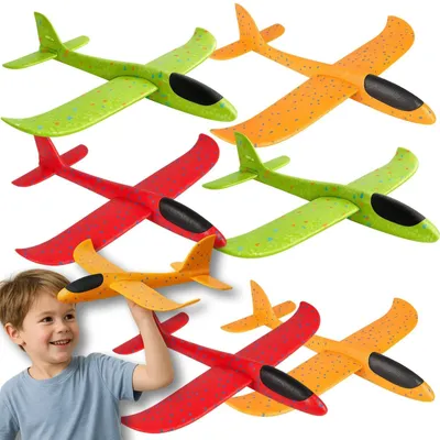 Produktbild von Wurfgleiter Styropor Flugzeug 6er Set Segelflugzeug 47 cm EPP Schaumflugzeug Kinder Outdoor