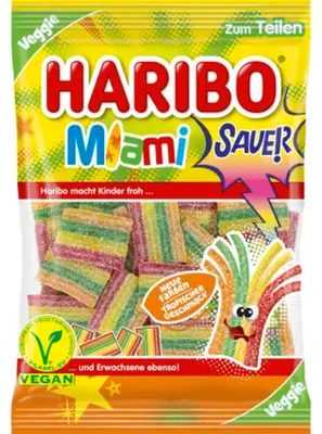 Image de Haribo Miami Sauer, bonbons acidulés, 100 g
