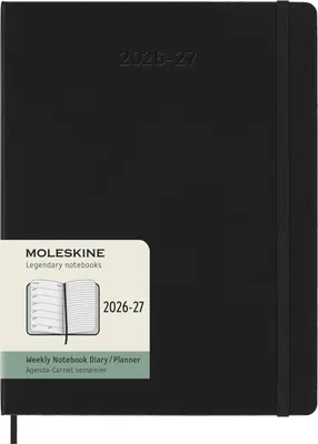 Produktbild von Moleskine 18 Monate Wochen Notizkalender 2026/2027, XL, 1 Wo = 1 Seite, Rechts linierte Seite, Fester Einband, Schwarz