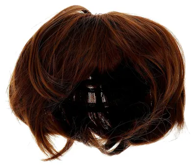 Produktbild von Haustierparty Perücke für Hunde aus Nylonfasern mit Pony in Braun, kreative Haardekoration für Katzen und Hunde, zufällige Farbe