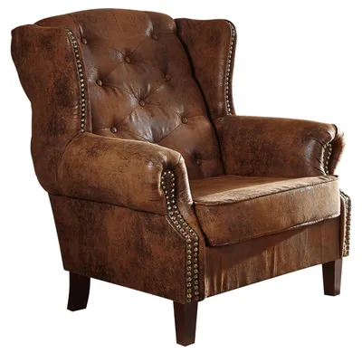 Immagine prodotto di MASSIVMOEBEL24 | OXFORD Poltrona Chesterfield - stoffa / marrone - stile Coloniale 102x93x102