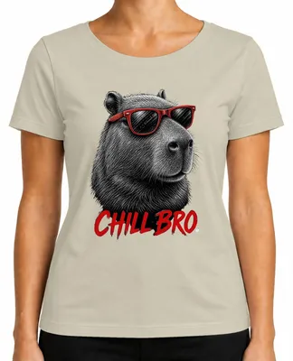 Imagen del producto de CHILL BRO: Camiseta divertida para mujer con diseño de capibara (también conocido como "wasserschwein"), ideal como regalo. Motivos: roedores, naturaleza