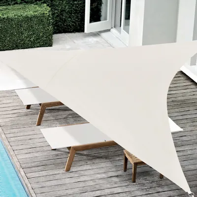 Productafbeelding van Zonnescherm Bevan – waterafstotend, driehoekig – 3,6 x 3,6 x 3,6 m – zandkleurig – UV-bescherming