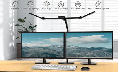 Zdjęcie produktu dla Lampa biurkowa LED – lampa zaciskowa – 24 W – 1500 lm – możliwość regulacji jasności – włącznik dotykowy – kolor czarny