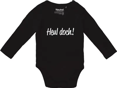 Produktbild von Huuraa Baby Body Heul doch Schriftzug 74 Black  Baumwolle Fairtrade Langarmbody Geschenkidee
