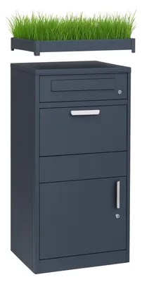 Produktbild von Paketbox XL Briefkasten Standbriefkasten mit Pflanzdach 117x50cm anthrazit