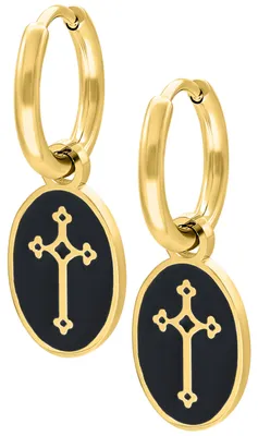 Produktbild von Wildcat Ohrringe - Little Vintage Cross Hoops - Gold - Chirurgenstahl 316L - wasserfest, langlebig, hautverträglich, Gold