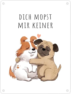 Produktbild von Mops Metallschild in 15x20 cm mit Spruch Dich mopst mir keiner