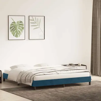 Zdjęcie produktu dla vidaXL Rama łóżka bez materaca ciemnoniebieska 180x220 cm aksamitna