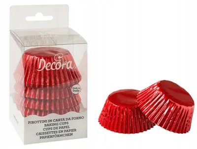 Produktbild von Decora Metallic Muffinpapierförmchen Rot 50mm 60 Stück