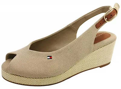 Zdjęcie produktu dla Sandały na koturnie Tommy Hilfiger Flag Mid Wedge Espadrille Sandalette, kolor beżowy, rozmiar 41