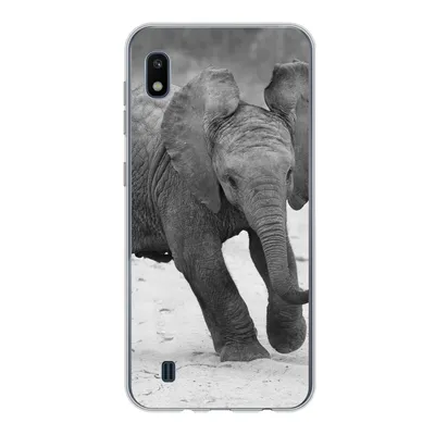 Produktbild von MuchoWow® Handyhülle Schutzhülle Hülle für Samsung Galaxy A10 Elefant - Baby - Tiere - Kröte - Schwarz und weiß Silikon Softcase Handy Hülle - Schutzhülle