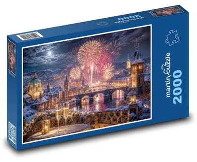 Produktbild von Puzzle 2000 Neujahrsfeuerwerk über Stadt - martinpuzzle
