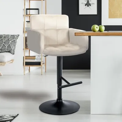 Produktbild von 2-teiliges Barhocker-Set - Samtstühle - Verstellbar & 360° drehbar - Hoher Sitzkomfort
