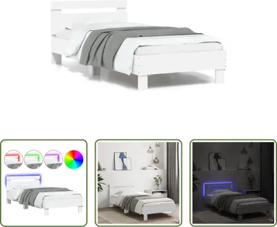 Immagine prodotto di The Living Store Struttura letto con testiera e luci LED bianche 90x190 cm