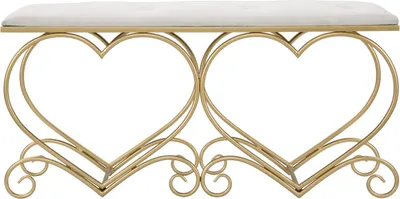 Image de Banc Panca 105 x 51.5 x 37.5 cm Métal MDF Polyester Or Blanc