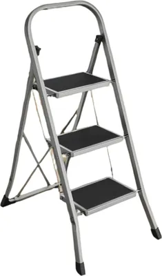 Image de Escalier de trois marches en acier, pliable, stable, dimensions : 46,5 x 74,5 x 105 cm