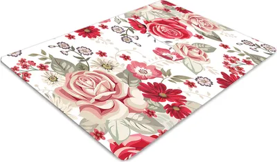 Produktbild von Stuhlunterlage Bürostuhlunterlage 120 cm x 90 cm Bodenmatte Bürostuhlunterlage - rote Blumen