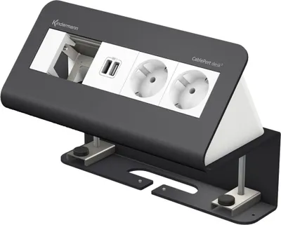 Produktbild von KINDERMANN CablePort desk² 4-fold - Steckdosengehäuse - Oberfläche montierbar - Spannungsversorgung