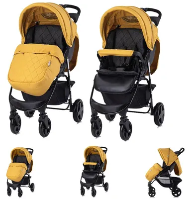 Produktbild von Lorelli Kinderwagen Buggy Olivia, Zubehörbox, Fußabdeckung, verstellbar, Korb gelb