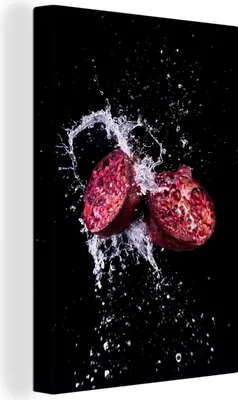 Produktbild von OneMillionCanvasses® - Leinwandbilder - 90x140 cm, Granatapfel - Frucht - Wasser - Schwarz - Violett, Wandbilder Kunstdruck Wanddekoration - Foto auf Leinwand - Gemälde auf - Wandschmucke - Schlafzimmer