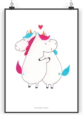 Produktbild von Mr. & Mrs. Panda Bild Einhorn Mitteilung DIN A5 - Weiß - Geschenk, Valentinstag, wanddeko, Einhörner, Plakat, Liebe, Posterdruck, Spruch, Wandbild, drucke, Valentine