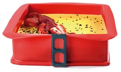 Immagine prodotto di Ibili-Strawberry tortiera removibile, silicone/vetro resistente al calore, 25x25x7,5 cm, rosso