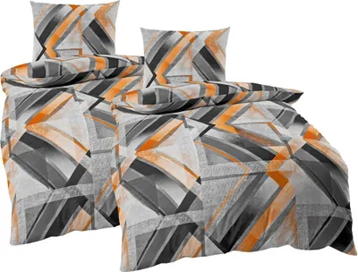 Produktbild von JACK by Kaeppel Fein Biber Bettwäsche 4 tlg. 135x200cm Elevate Grün Orange Blau Abstrakt, Farbe:Orange