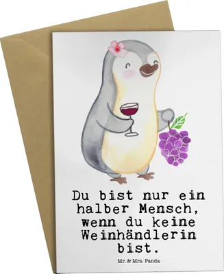 Produktbild von Mr. & Mrs. Panda Klappkarte Weinhändlerin Herz - Weiß - Geschenk, einladungskarten, weihnachtskarten, Grußkarte, Grußkarten, osterkarte, Glückwunschkarte