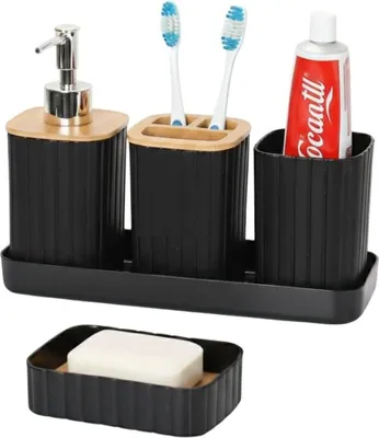 Produktbild von Badezimmer-Set 5-tlg – Modernes Zubehör für Bad & Gäste-WC