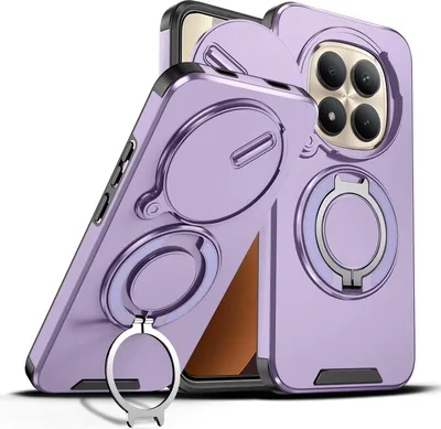 Obrázek produktu pro Dvouvrstvé pouzdro pro Xiaomi Redmi Note 15 Pro+, posuvným krytem fotoaparátu a magnetickým kroužkovým stojánkem Fialová