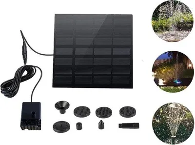 Immagine prodotto di Pompa solare da 1,5 W, 6 impostazioni, pompa galleggiante, per vasche da giardino e vasche per uccelli (altezza di spruzzo 85 cm)