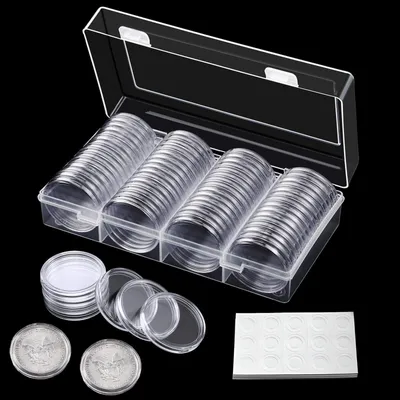 Productafbeelding van Munthouder, 60 stuks 41 mm muntcapsules met opbergdoos