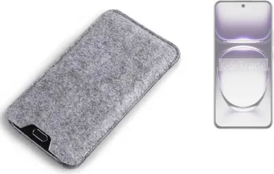 Produktbild von K-S-Trade Filz Handyhülle kompatibel mit Oppo Reno12 Pro PJW110 Schutzhülle Filztasche Filz Tasche Case Sleeve Handy Hülle Filzhülle grau