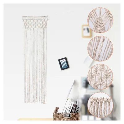 Produktbild von Makramee Wandbehang Türvorhang, Gewebter Wandteppich Raumteiler, Boho Türvorhang, Hochzeit Hintergrund Fenster Vorhänge Wand Nachbildung (74 x 203 cm)