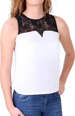 Produktbild von Madonna Top Damen "RUBY" Passe aus Spitze Ärmelloses Trägertop MF-406992 Weiß M