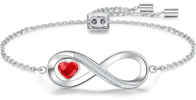 Image de Collier pour femme avec pendentif en forme de cœur infini, en argent 925, de couleur rouge, idéal pour un cadeau