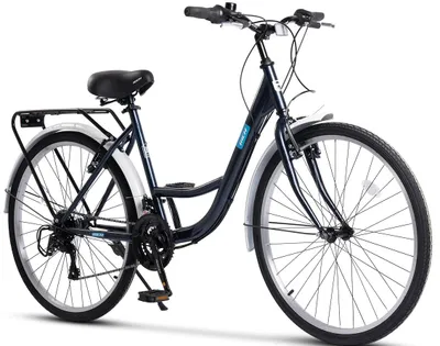 Produktbild von RICH City Bike für Erwachsene 21-Gang Schaltwerk / Stahlrahmen-Hardtail MTB 26 Zoll Allround-Reifen, V-Brake Bremsen, Gepäckträger & Schutzbleche, Reflektoren für Sicherheit, Ideal für Alltagspe