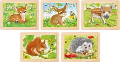 Immagine prodotto di Puzzle a intarsio di animali della foresta, set di 5