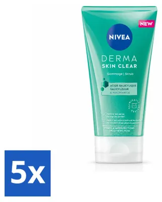 Produktbild von 5 x NIVEA DERMA Skin Clear Gesichtsscrub - gegen unreine Haut - 150 ml - Vorteilspackung - 5 Stücke