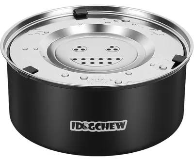 Image de Gamelle pour chien, 3 litres, en acier inoxydable, anti-déversement, antidérapante, noire