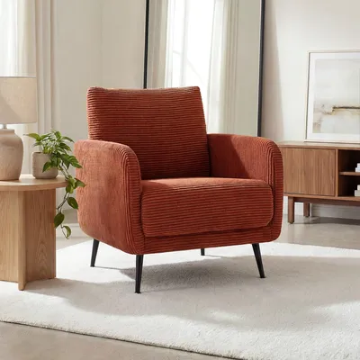 Produktbild von Designer-Sessel EMMA aus Cord in Terrakotta