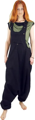 Produktbild von Latzhose Aladinhose Haremshose Pluderhose Pumphose - Schwarz, Damen, Baumwolle, Größe: L