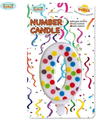 Produktbild von Konfetti Kerze Nummer 0 - Deko Geburtstag Kuchen ca. 6,5 cm