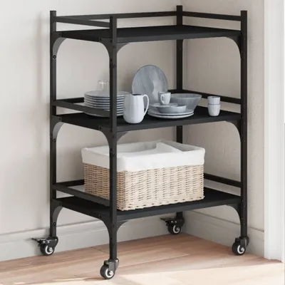 Produktbild von Möbel Küchenwagen Schwarz 50x35x75,5 cm Holzwerkstoff CL0000273952