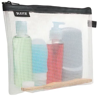 Produktbild von LEITZ Kosmetiktasche WOW Traveller, transparent/schwarz zur Aufbewahrung & Transport, wasserabweisende &